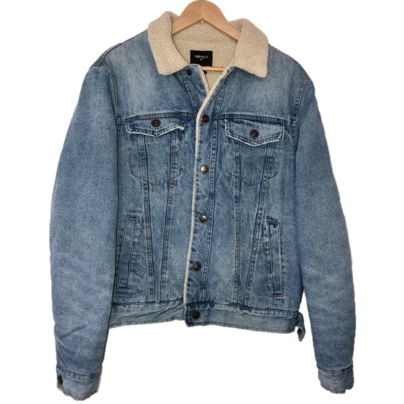 Forever 21 Other - Denim Teddy Sherpa Fleece Jacket (Blue)